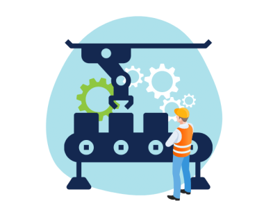 manufacturing worker and cobot picking